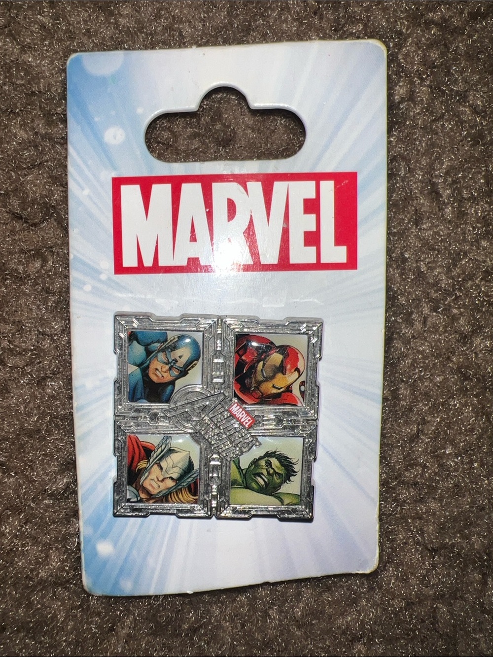 Marvel Multicolor Superhero Pin Set — Red, Blue, Green, Yellow
